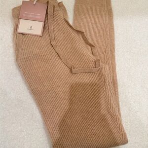Nap Loungewear Cashmere Ribbed Drawstring Joggers in Camel